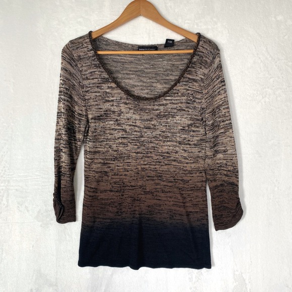 Dana Buchman Sweaters - Dana Buchman Ombre Beaded Neckline 3/4 Sleeve Knit‎ Top Women Size L $250